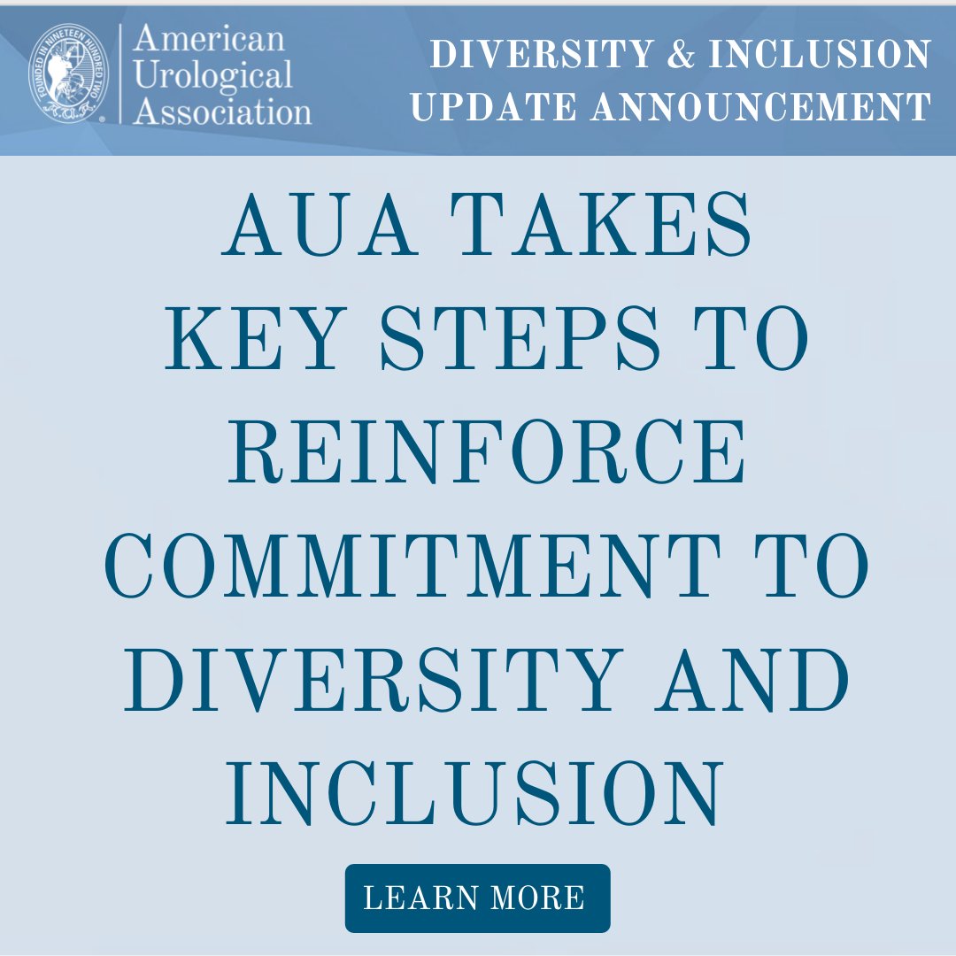 AmerUrological's tweet photo. The #AUA is proud to announce key diversity &amp; inclusion initiatives that reaffirm our commitment to being a fully inclusive, deliberately diverse and equitable organization that respects and values the communities we serve worldwide.  

Full Press Release➡️https://t.co/FV7Hbpowfp https://t.co/KWQw6Fz1yb