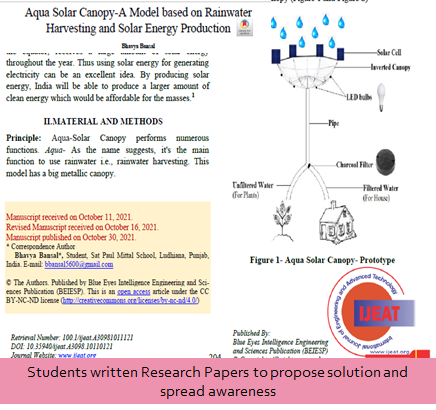 Students have written research papers, proposed  and created  prototypes for Climate change #SDG13 #SDG4

#WeCanMakADifference <a href="/Sat_Paul_Mittal/">SatPaulMittalSchool</a> School #TechForGood Project 
Check the research paper by our #Satyan of Grade X👇
ijeat.org/portfolio-item…