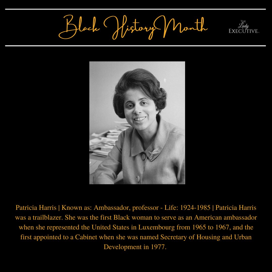LadyExecAJ's tweet photo. #blackhistorymonth
#PatriciaHarris
#theladyexec https://t.co/EubsAp8LBH