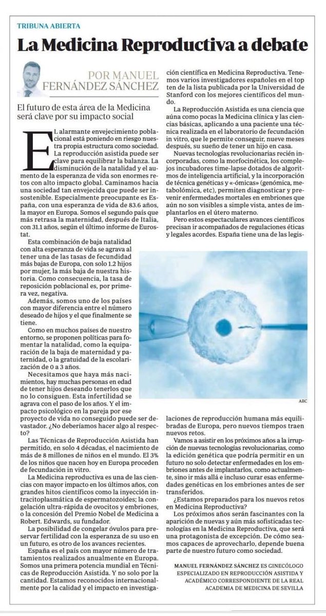 La medicina reproductiva a debate. Artículo de <a href="/abc_es/">ABC.es</a> 
#infertilidad #embarazo #reproducciónasistida