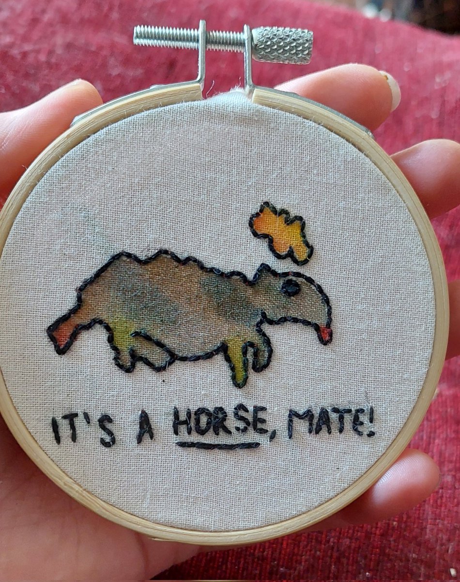 NCCbyKimberley's tweet photo. Some more #PowerfulArt going to a new home soon π₯° #Taskmaster #TimKey #ItsAHorseMate #TaskmasterUK #Embroidery #MiniHoop https://t.co/6I7X5rYFn2