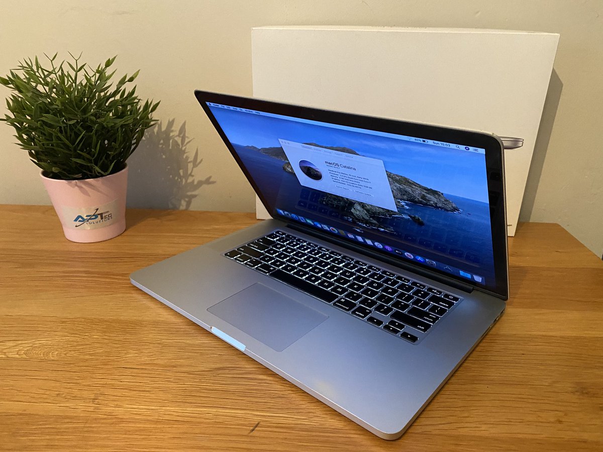 AptecSolutions's tweet photo. Boxed MacBook Pro 2013 15 inch. 

2.4GHz Quad Core i7
8GB RAM
256GB SSD
MAC OSX Catalina
Charger
Brand new battery
Cycle count 0
6 months Warranty. 
Serial number C02L16LBFFT0

£449 https://t.co/24kGWx8pOu