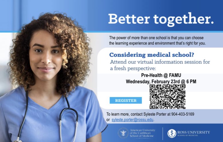 famupit's tweet photo. Join us Wednesday, Feb. 23rd @6PM for the “Access &amp; Inclusion” Initiative discussion with Ross University &amp; American University of the Caribbean School of Medicine. Register TODAY via the link in our Bio. Zoom Link will be available on Wednesday in our Bio! https://t.co/DsAYsjnPfk