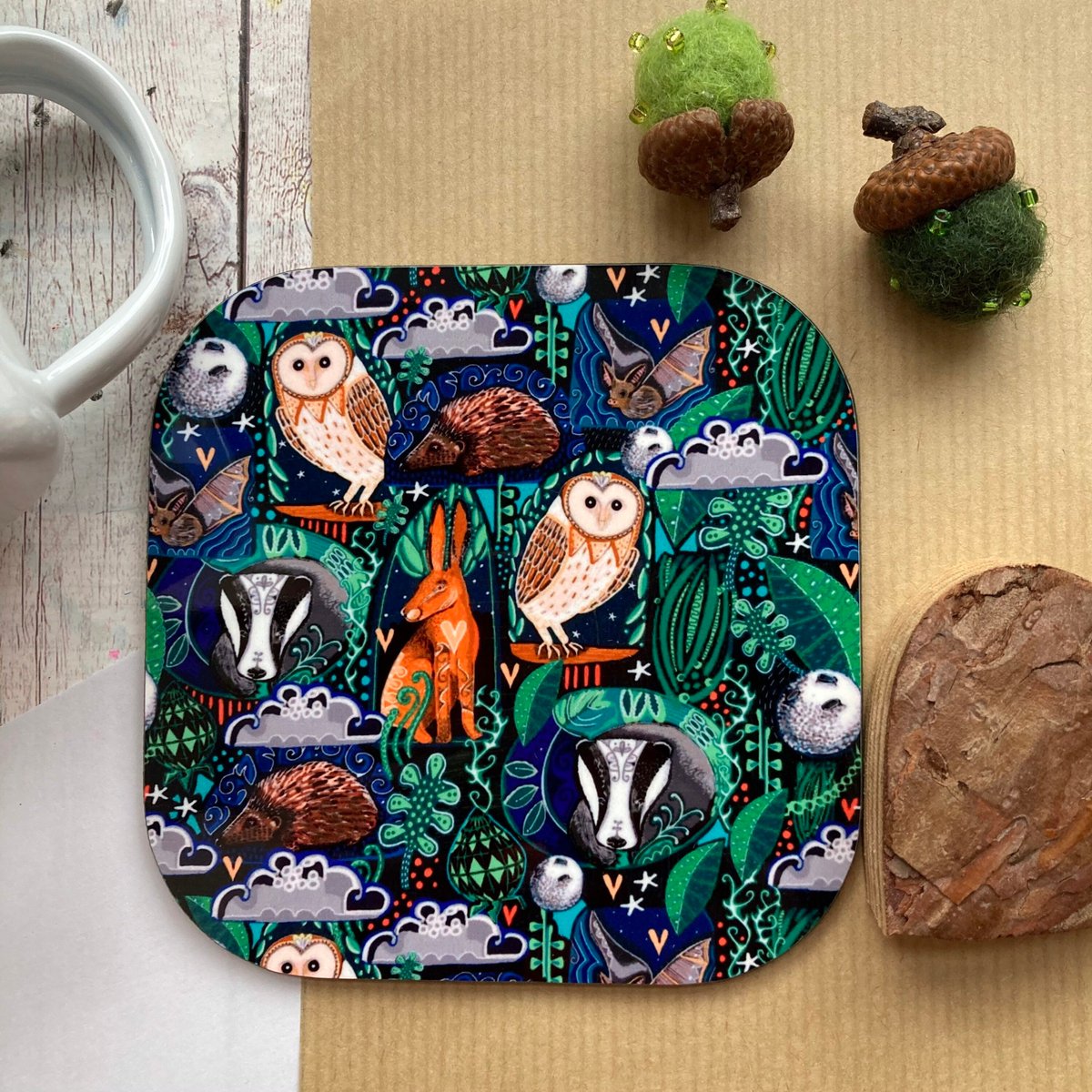 buck_lj's tweet photo. Woodland Animal Coaster, Hare, Badger, Owl Coaster, Forest Animals, Housewarming Gift, Mother's Day Gift, Gift For Animal Lover. https://t.co/du85wS9kls #Slumbermonkey #Etsy #DrinksCoasters https://t.co/B73KEHVGKj