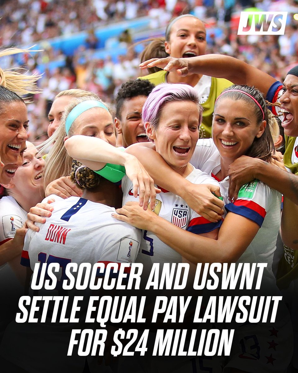 The @USWNT has reached a landmark $24 million settlement with US Soccer, ending a six-year legal fight over equal pay.