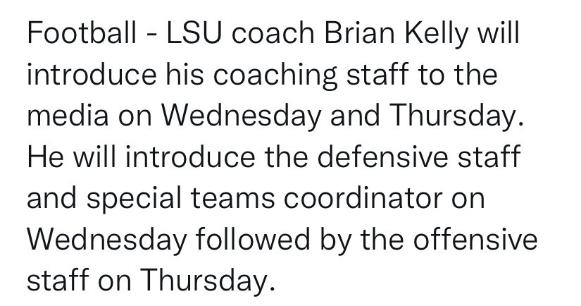 JacquesDoucet's tweet photo. Media availability with new @LSUfootball head coach Brian Kelly, his first since being introduced at #LSU December 1st. https://t.co/8yCipUHlgp