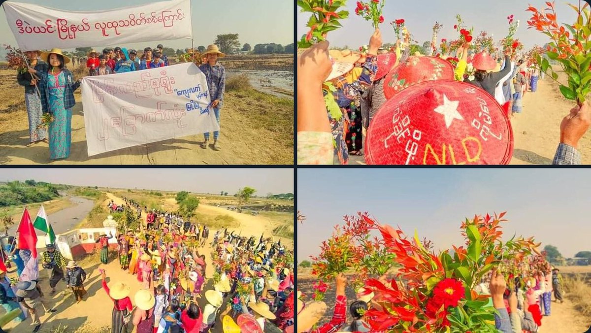 KhinQueen's tweet photo. @antonioguterres Guerilla styled protest against military dictatorship was demonstrated today by pro-democracy people in a Village, Debayin township.

#222222MyanmarStrikes #2022Feb22Coup #WhatsHappeningInMyanmar https://t.co/9HkTeEnu8W