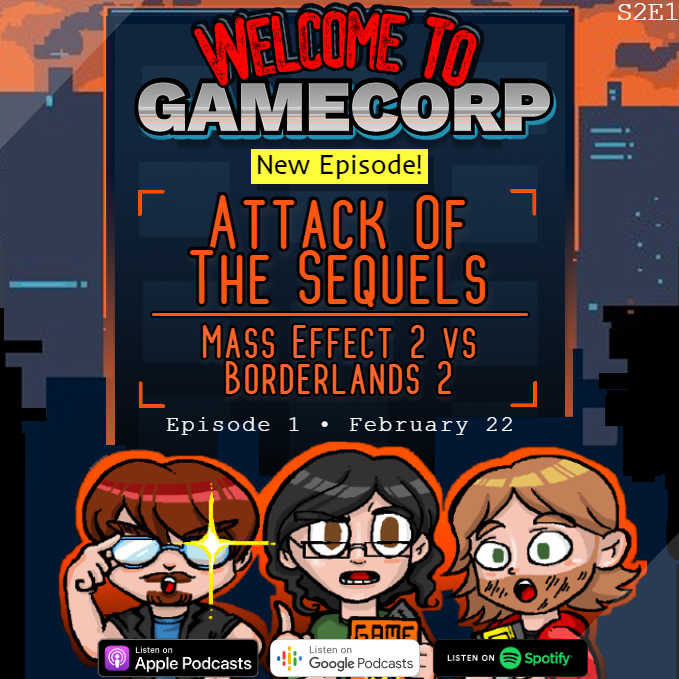 GAMECORPpod's tweet photo. 🔸Ep1: Attack of The Sequels!
Mass Effect 2🆚Borderlands 2
> https://t.co/pg9wK5Vam6

WE'RE BACK! Did you miss us? Hope y'all ready for a whole new year of nonsense and hijinks. With our first day back, we can't wait to show you around so come on in and... Welcome to GAMECORP. https://t.co/yub4OjD0PB