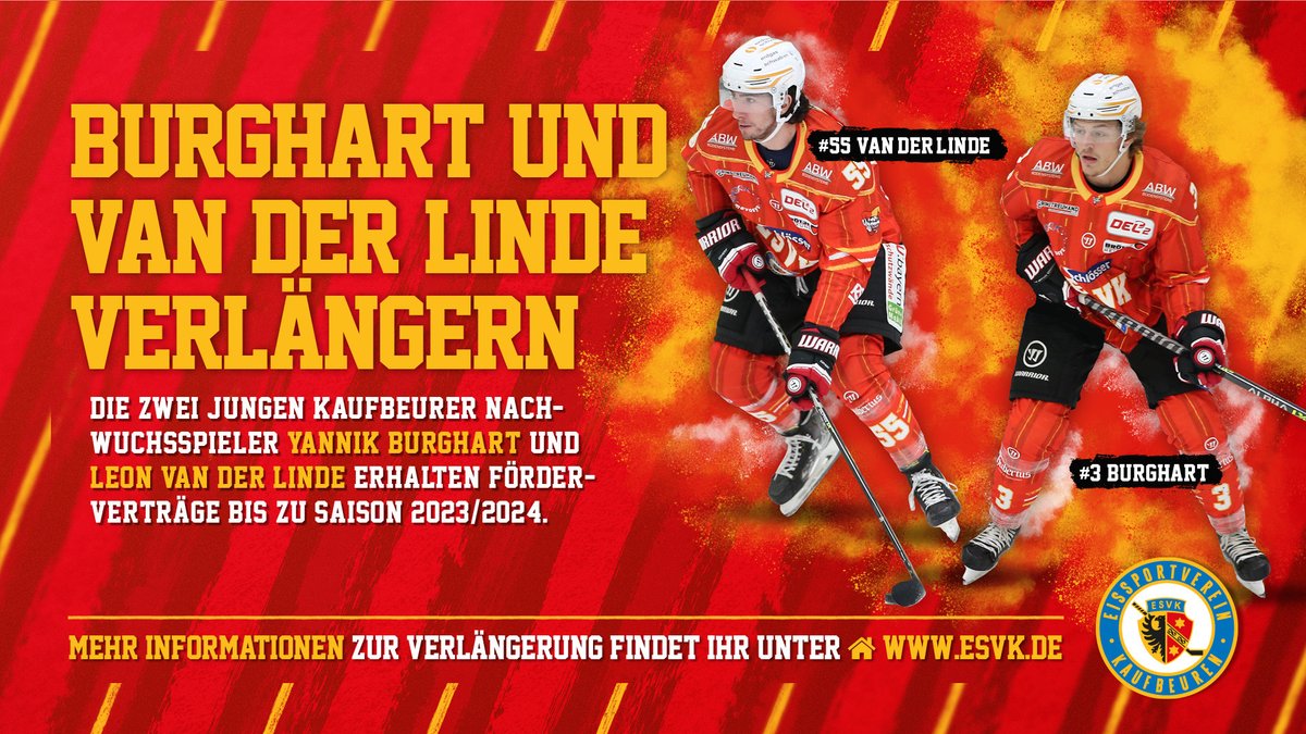 ESVK bindet Nachwuchstalente. Förderverträge für Yannik Burghart und Leon van der Linde: esvk.de #esvk #joker #del2 Fotos: B. Lahr