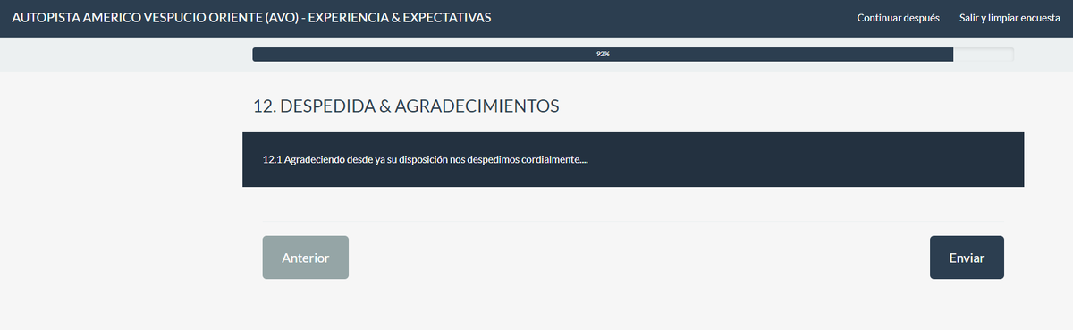 Me llegó una encuesta de Expectativas con AVO, la primera pregunta era en qué modo de transporte circulo. Marqué Transporte Público y puse continuar... se terminó la encuesta.

<a href="/mop_chile/">Ministerio de Obras Públicas🇨🇱</a> ¿no son relevantes las experiencias y expectativas de los usuarios de Transporte Público?