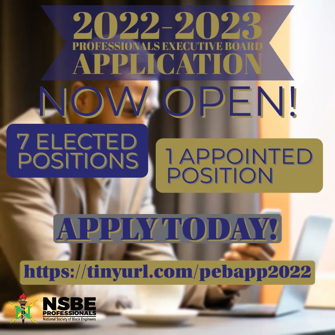 NSBEPros's tweet photo. GUESS WHAT?! The app deadline for the 2022-2023 PEB has been EXTENDED to Sunday, February 27th! Apply online today at https://t.co/vCaikkL3or.
For questions, reach out to PEB Parliamentarian, Eric Bryant, at pebparliamentarian@nsbe.org
#NSBEProfessionals #Leadership #TIMEtoENGAGE https://t.co/UCguvG9WfQ