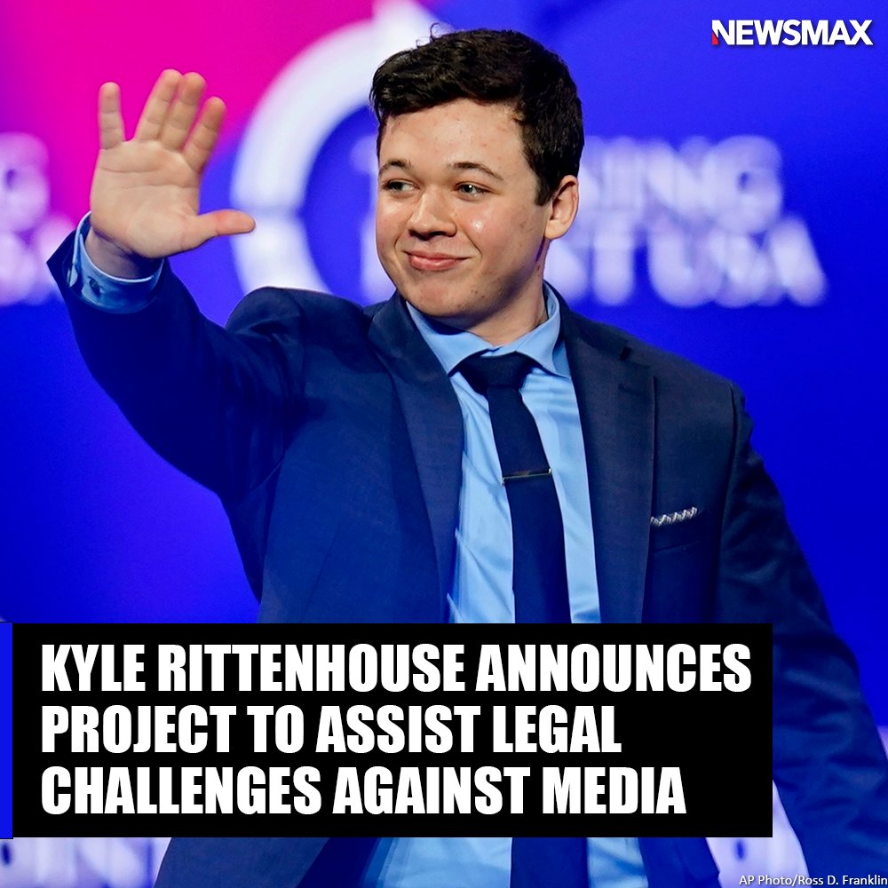 NEWSMAX's tweet photo. Kyle Rittenhouse has said that media outlets defamed him during his murder trial that ended with acquittal in November. Now, he and his team have started a project to help people who endure situations similar to his. https://t.co/WVKvjtL601 https://t.co/j3kQ9NY5NR