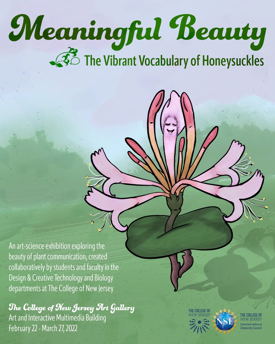 Meaningful Beauty: The Vibrant Vocabulary of Honeysuckles opens TODAY! Come to the TCNJ Art Gallery in the Art &amp; Interactive Multimedia Building to discover the beauty of plant communication and the results of collaboration between the arts and sciences here at the college!
#tcnj