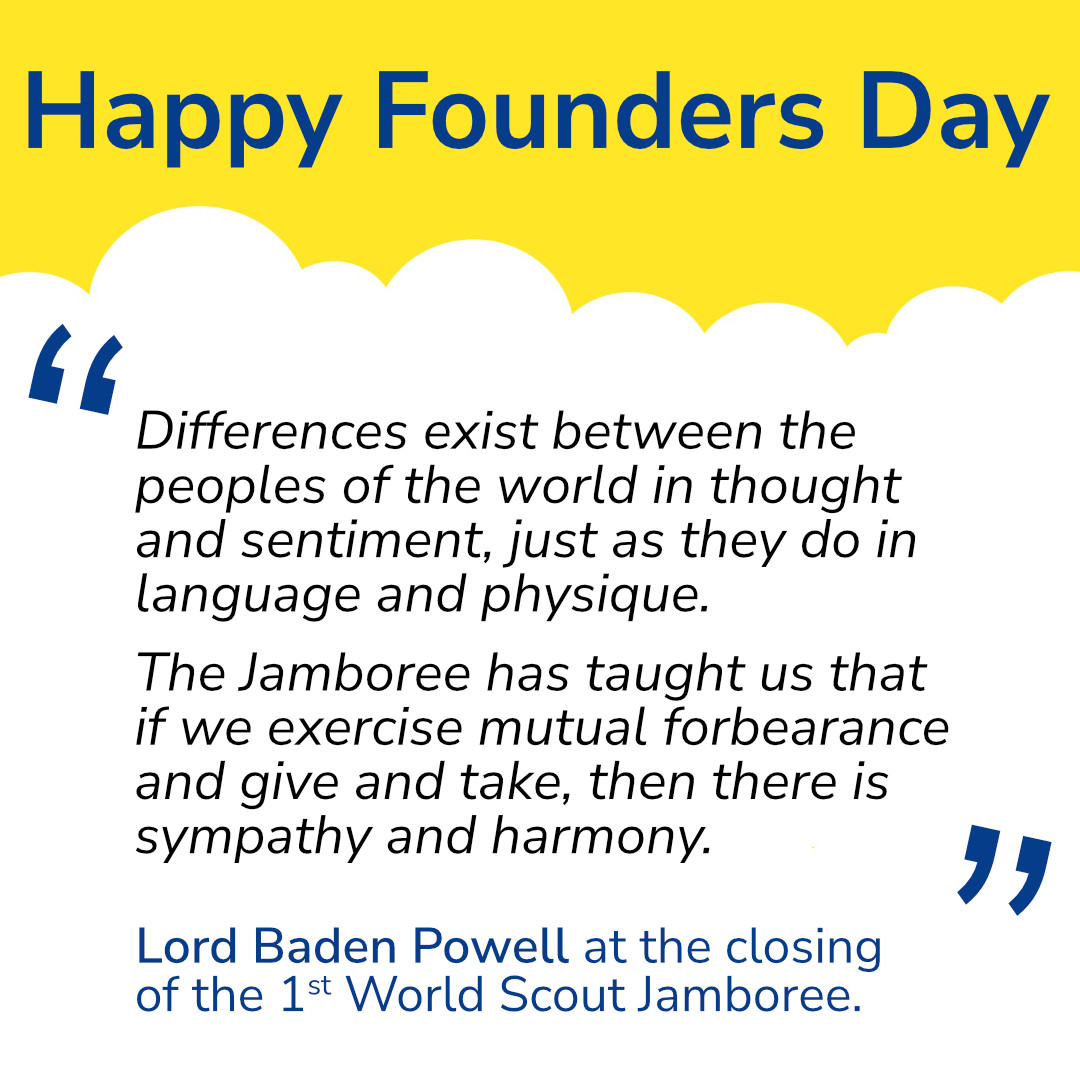 Unit53_25thWSJ's tweet photo. Happy #FoundersDay to all the Scouts from around the world. π―π°π·
#DreamWild
#UK25WSJ
#DrawYourDream
#GMWScouts
#WSJUnit53 https://t.co/L1xlJ4iFcy