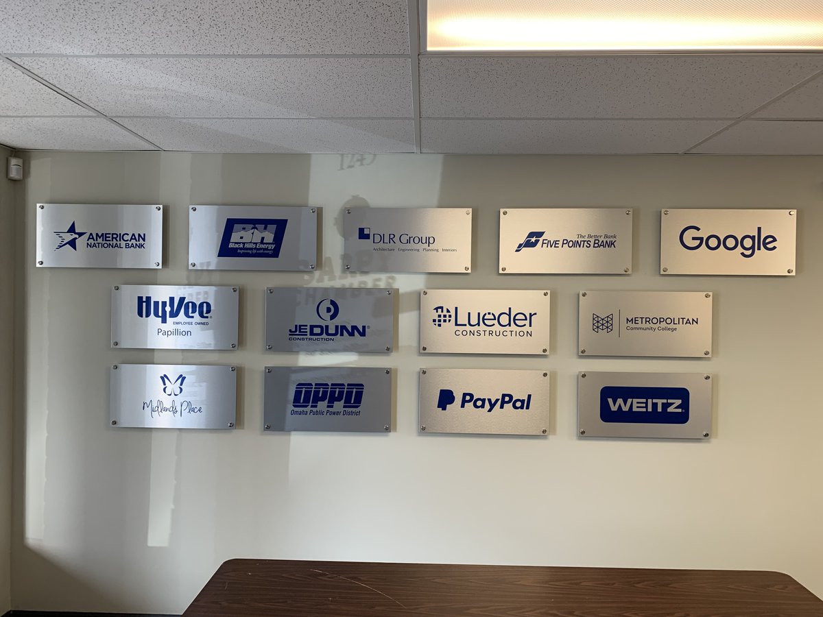 Check out these brushed silver dibond partner boards for Sarpy Chamber!