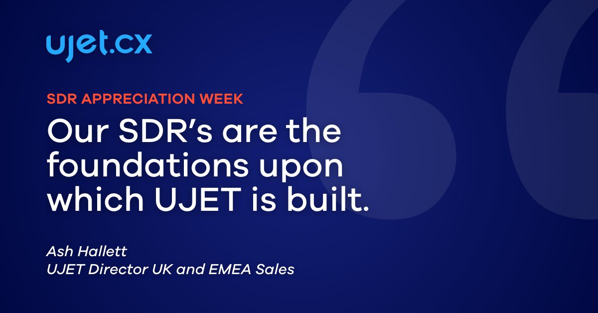 ujetcx's tweet photo. 🌟 SDR Appreciation Week!
@ujetcx Account Executive, Ash Hallett works closely with the SDR team & recognizes how hard they all work! 🚀
#SDRappreciationweek #UJETsetters #teamwork https://t.co/f5OdeKr8G8