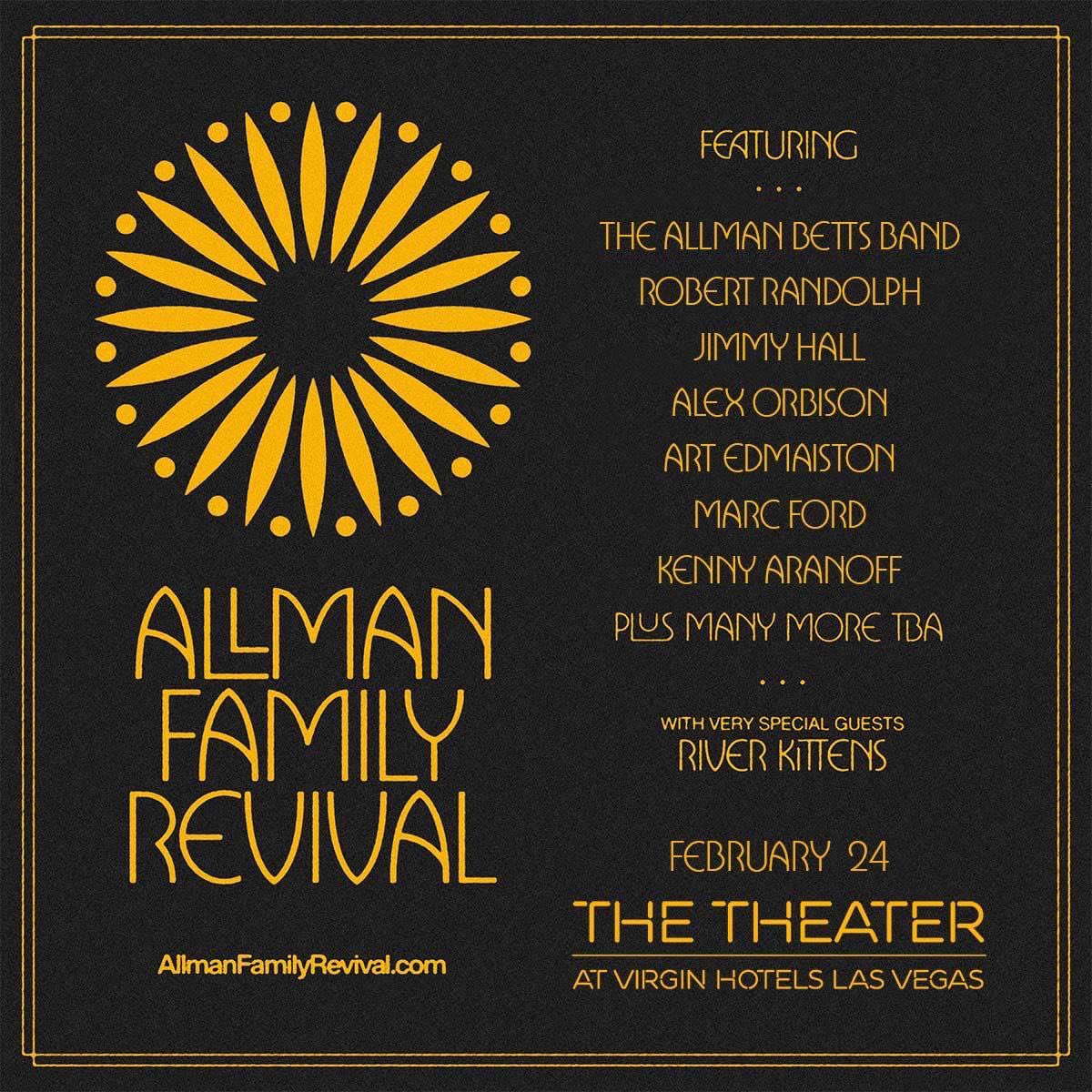 Make sure to join Bender favorites and the Allman Family Revival at The Theater at Virgin Hotels Las Vegas this Thursday, February 24th. Tickets are on sale now axs.com/.../412272/all…