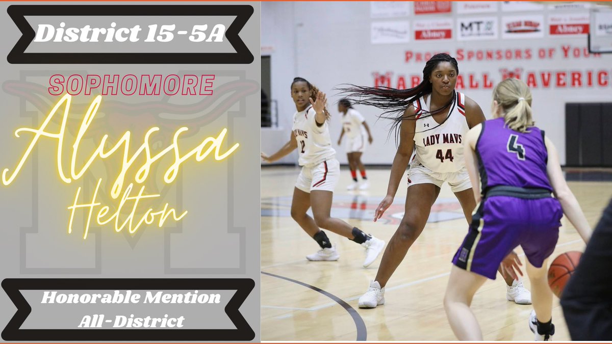 MarshallMavsWBB's tweet photo. Congrats to Alyssa Helton (@heltonar10) for making District 15-5A Honorable Mention All-District team. Great first Varsity season.
#EarnedWithEFFORT https://t.co/QOMQRjvJzZ