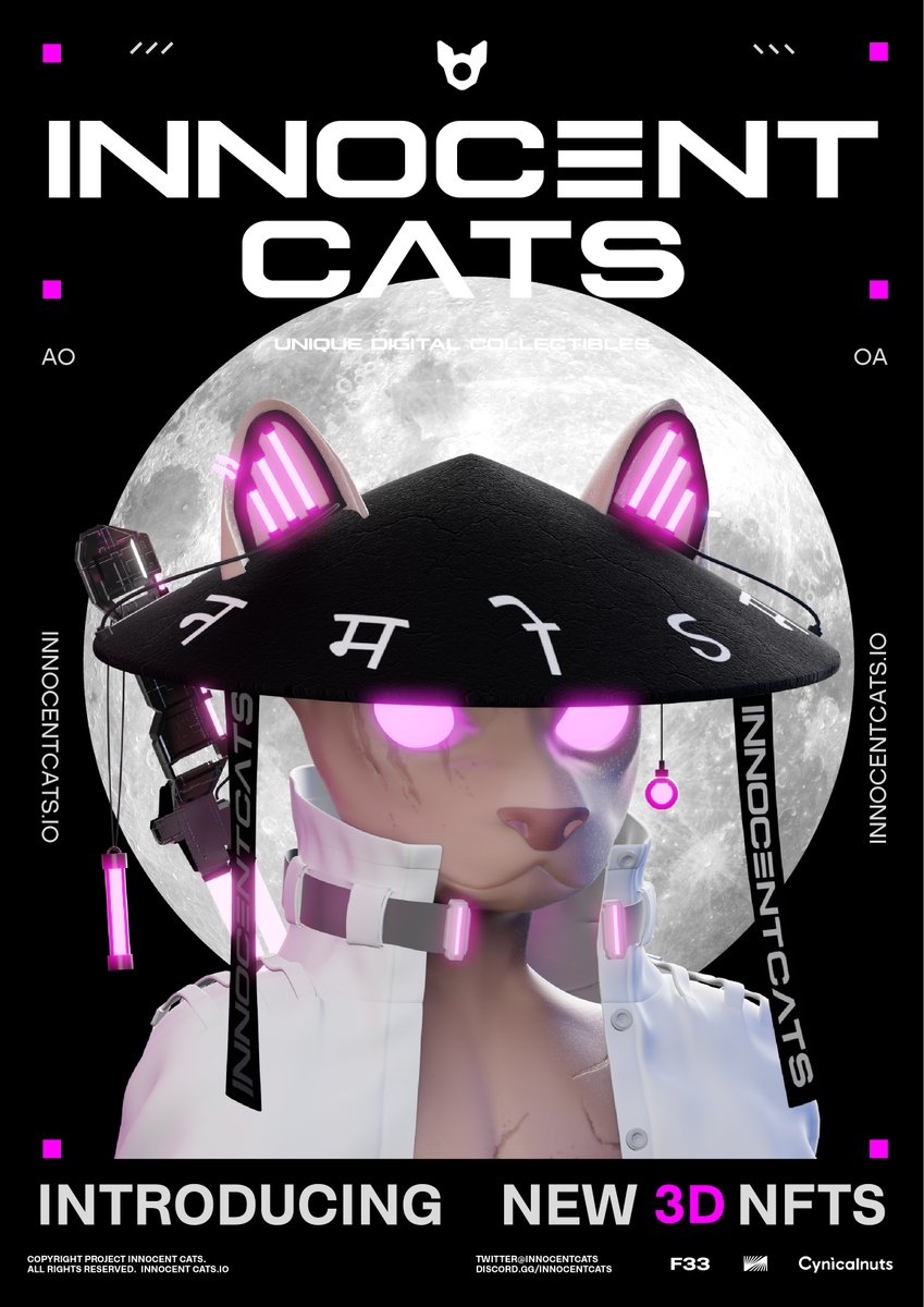 Innocent Cats (@innocentcatsnft) on Twitter photo This will be a new beginning, INNOCENT CATS will be 3D.🔥Hold 2D CATS and get 3D CATS for free
We're givingaway INNOCENT CATS 2D NFT X 2
1⃣Follow <a href="/innocentcatsNFT/">Innocent Cats</a>
2⃣Like & Retweet
3⃣Tag 3 Friends
4⃣Join discord:discord.gg/innocentcats
Ends in 48h. #NFT #NFTGiveaway This will be a new beginning, INNOCENT CATS will be 3D.🔥Hold 2D CATS and get 3D CATS for free
We're givingaway INNOCENT CATS 2D NFT X 2
1⃣Follow <a href="/innocentcatsNFT/">Innocent Cats</a>
2⃣Like & Retweet
3⃣Tag 3 Friends
4⃣Join discord:discord.gg/innocentcats
Ends in 48h. #NFT #NFTGiveaway