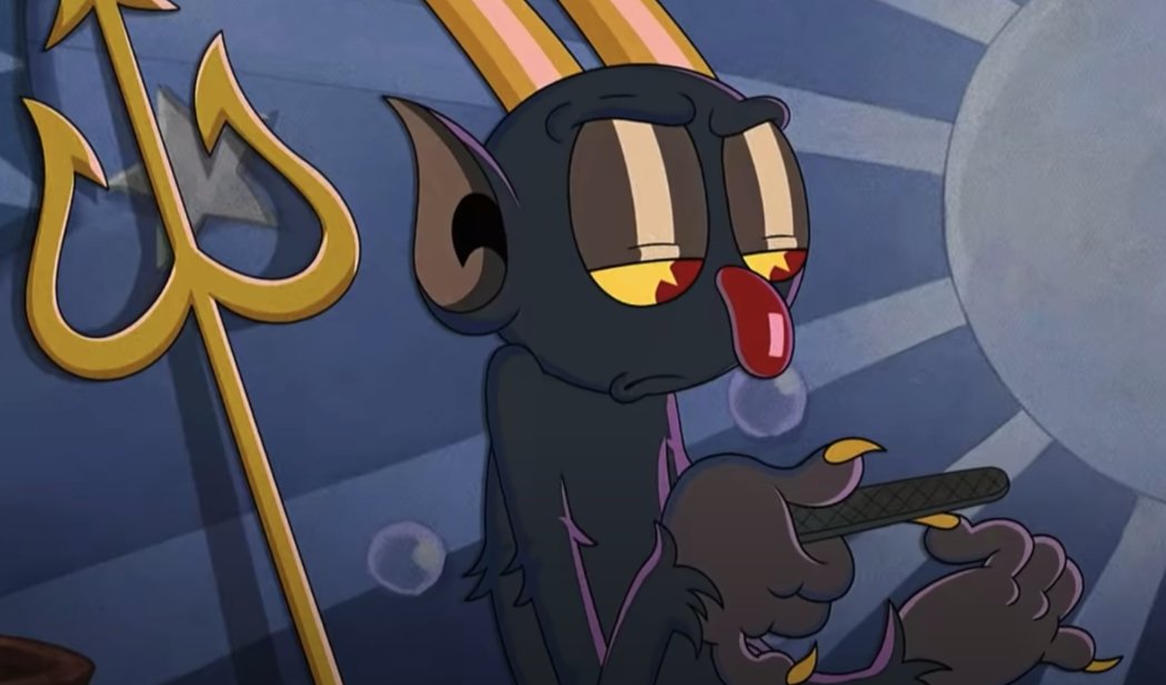 GenericBlueCat's tweet photo. o Diabo é o melhor personagem de Cuphead Show, a personalidade que deram para ele junto com as expressões ficaram boas demais. #Cuphead https://t.co/b3yg3OBrNO