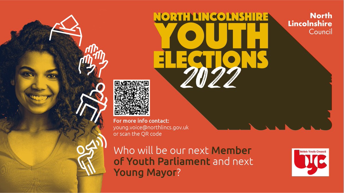 NorthLincsCNews's tweet photo. With less than a week to go, don't miss your chance to vote for our next Young Mayor and Member of Youth Parliament.
If you are aged between 11 and 18 years old and live, work or educated in North Lincolnshire vote now 👇
https://t.co/Y92RM9sFnS.
#nlyouthelections2022 https://t.co/tTUcQdk2L8