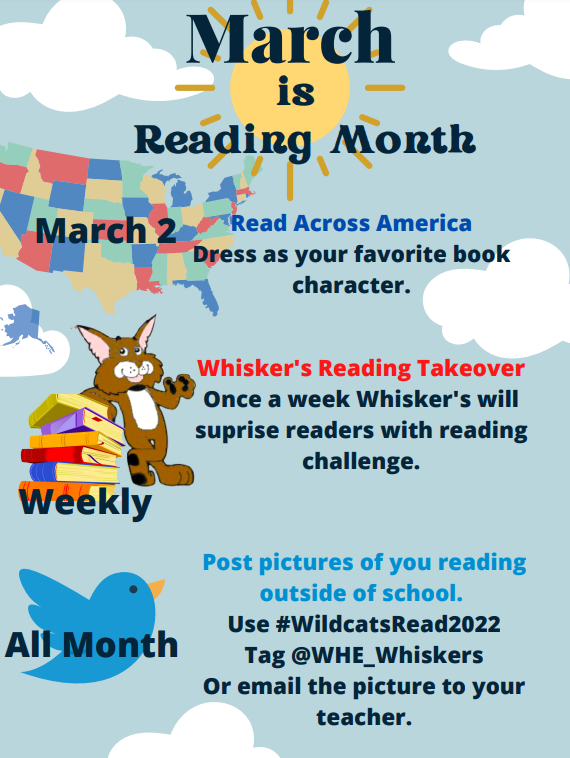 WHE_Whiskers's tweet photo. Save the date..March is READING MONTH!!! 📖📖📖 @FarrahMilby https://t.co/9VvWhfARKm