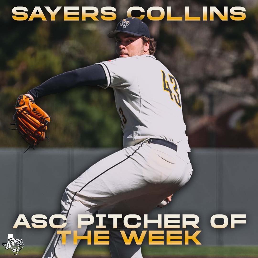 ❗️3 WEEKS IN A ROW ❗️
Congratulations to <a href="/SayersCollins/">Sayers Collins</a> for his 3rd ASC Pitcher Of The Week Nod (4th of his career)!
#TigerBaseball #TigersUnite