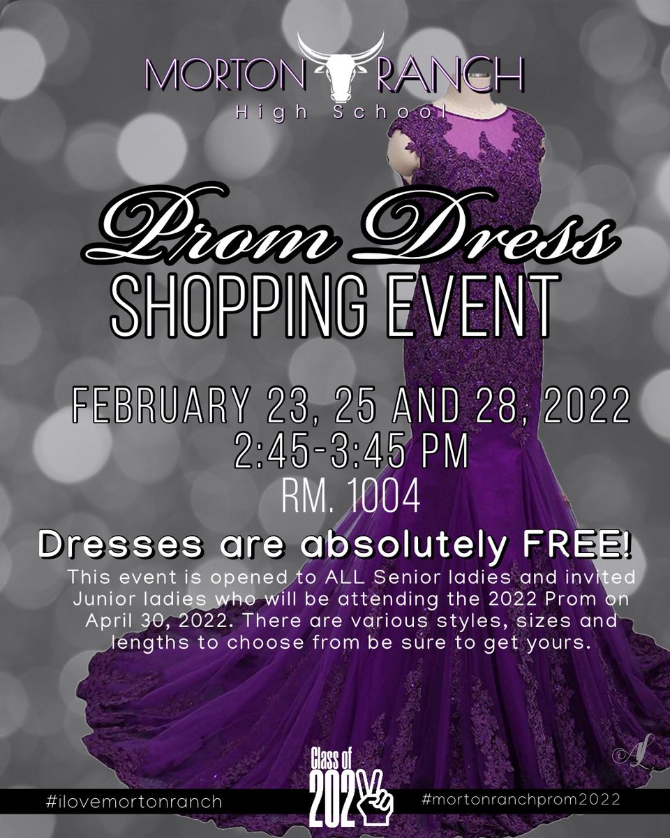 Attention Maverick Senior ladies!  Want to save some money on prom dress?  Here’s you chance to get a FREE dress. <a href="/MRHSMavericks/">Morton Ranch HS</a> <a href="/OfMrhs/">MRHS-Class of 2022</a> #mortonranchprom2022 #ilovemortonranch #teammav