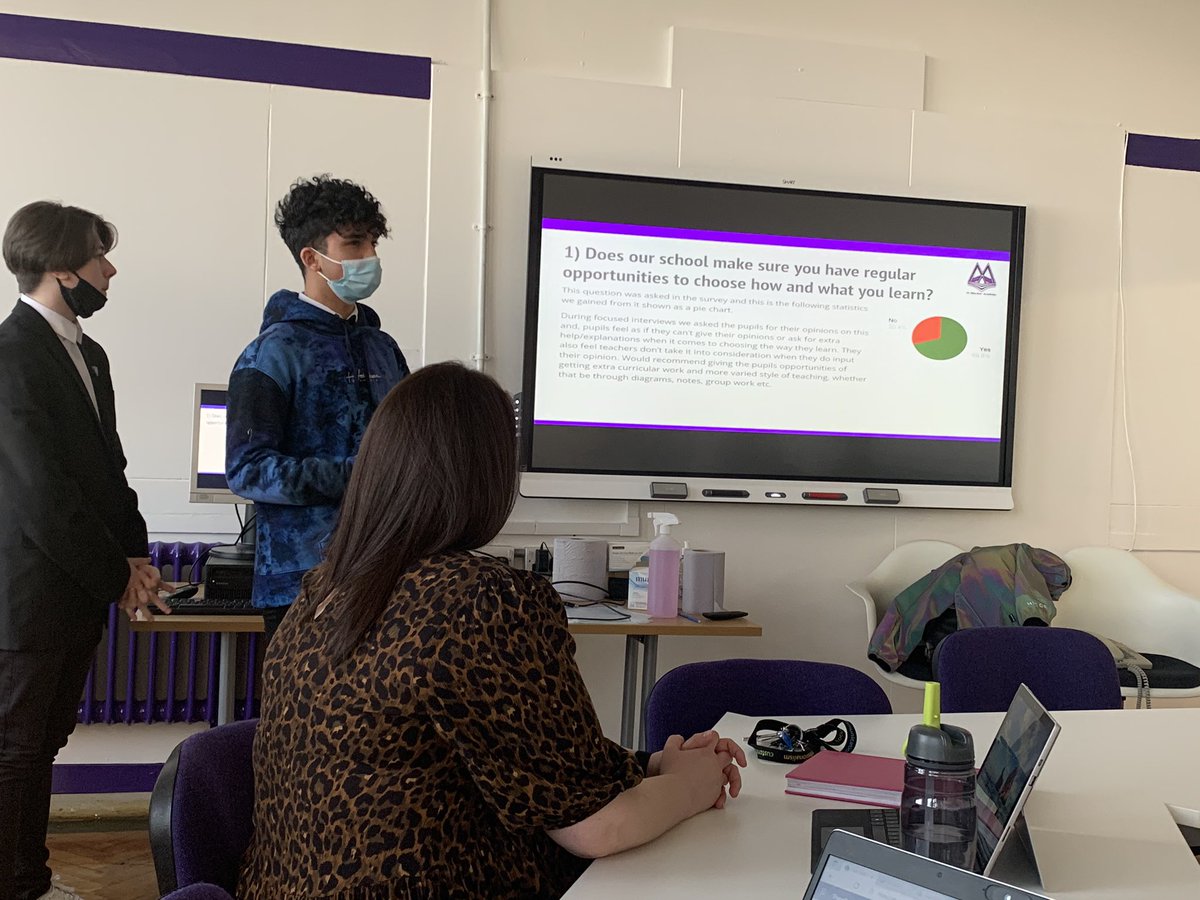 School Captains sharing the findings and actions regarding pupil voice on Learning &amp; Teaching to SLT <a href="/stmacharacademy/">St Machar Academy</a> #leadershipmatters #TeamWorkMakesTheDreamWork