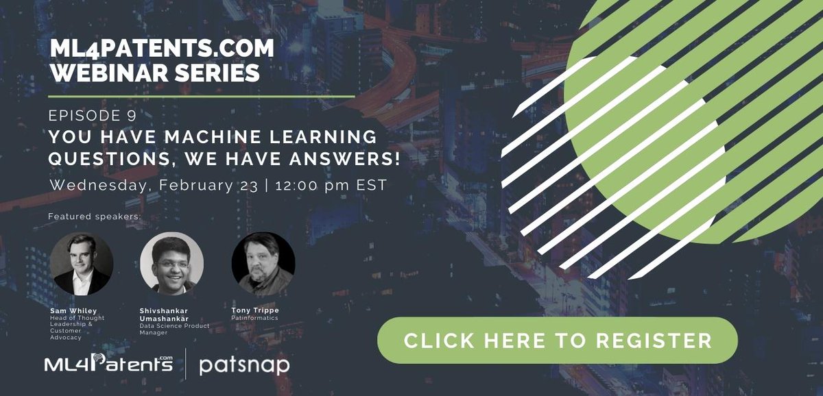 atripper's tweet photo. Please share!
Episode 9 of the https://t.co/Wmhen1X9Cy Webinar series featuring @PatSnap will broadcast on Feb 23rd at 11 AM ET. I will be joined by Sam Wiley and Shivshankar Umashnakar. Registration for Episode 9 can be found at: https://t.co/3BfI2dKxNz https://t.co/vve17AIJ2F