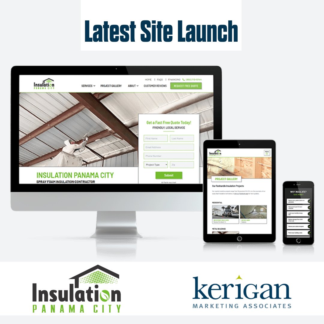 KeriganMktg's tweet photo. Excited for our newest website launch with Mike and Nichole Vickers from Insulation Panama City. They have over 20 years of experience in spray foam insulation for north Florida businesses and residences. Take a look- https://t.co/AtL211vZbL 

#KMADigital #SeriousCreativity https://t.co/9RQvyqXpcs