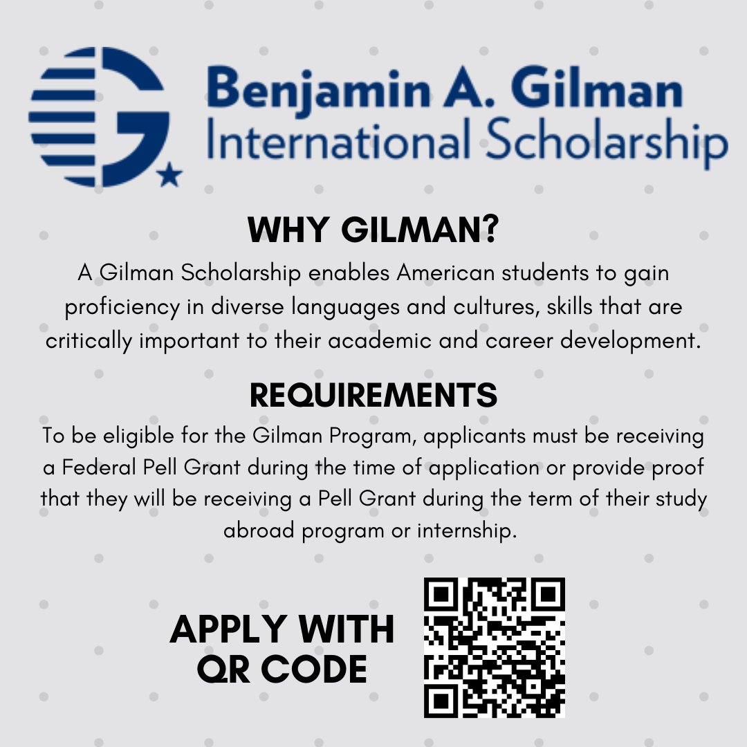 Applications for the Benjamin A. Gilman International Scholarship Program are due on MARCH 1ST!

Learn more and apply: calendars.illinois.edu/detail/6666/33…