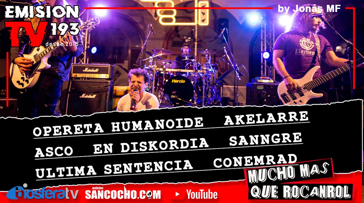 ✅ Mucho mas que RocanRol TV 193
➡️ bit.ly/RocanRol-TV-193
#⃣ [@#OperetaHumanoide #Akelarre <a href="/ascostreetpunk/">A.S.C.O Streetpunk</a> <a href="/endiskordia/">En Diskordia</a> #sanngre #UltimaSentencia #Conemrad <a href="/RockCanario/">RockCanario</a> <a href="/JonasMF_Ruido/">Jonas MF</a>]
