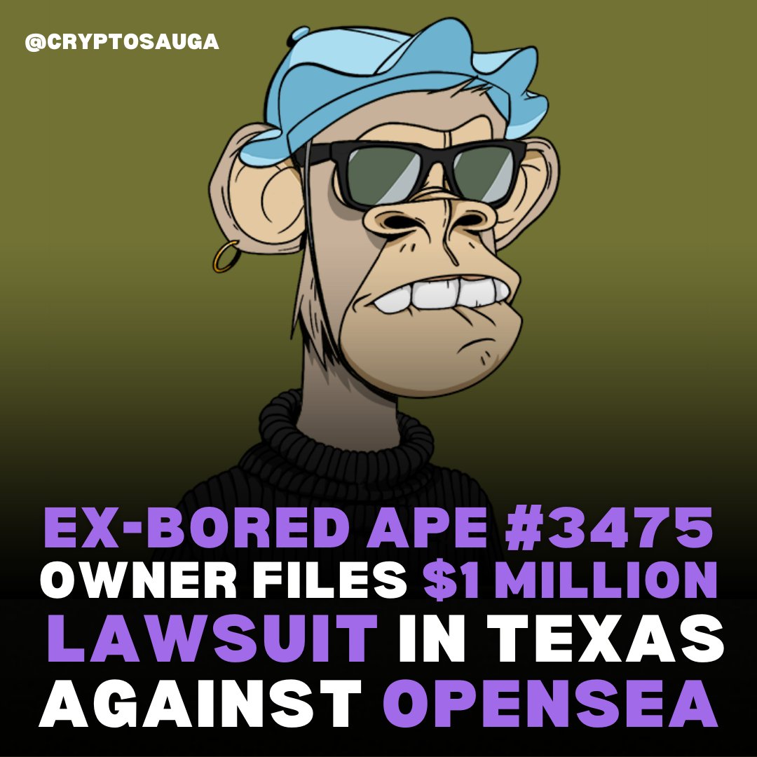 OpenSea has been hit with a $1 million lawsuit brought by a disgruntled user who lost a Bored Ape NFT this month for 0.01 ETH against the floor price of 100 ETH at the time. The plaintiff is one of several users that reported falling for the listing bug mishap. #nft #bayc