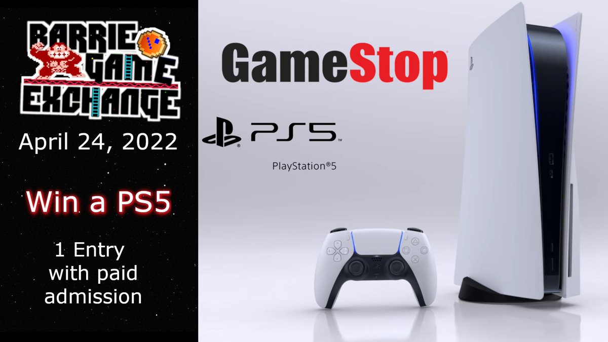 BarrieGameEx's tweet photo. With two months to go until the next #BGE we are happy to announce @GameStopCanada  as our offical sponsor
We also want to thank them for the generous donation of our door prize a brand new #PS5 and a game
With paid admission you get 1 entry into the draw
#gamestop #Win #prizes https://t.co/oFBVnNIykX
