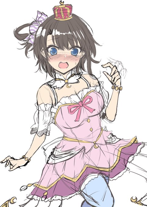 昔描いた、ルーナ姫の格好をした大空スバルさんのリメイク版のラフ出来ました。 