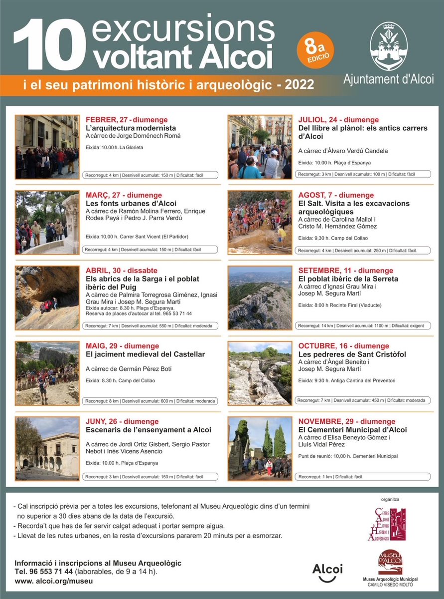 AlcoyTurismo's tweet photo. 🚶‍♂️🚶‍♀️"10 Excursions voltant Alcoi ✍️Domingo 27 de febrero."L'arquitectura modernista" a cargo de Jorge Doménech Romà. https://t.co/lCGToCH349
🚶‍♂️🚶‍♀️ 10 Excursions voltant Alcoi ✍️Diumenge 27 de febrer. "L'arquitectura modernista" a càrrrec de Jorge Doménech Romà.#Alcoi https://t.co/41CcUedyHZ