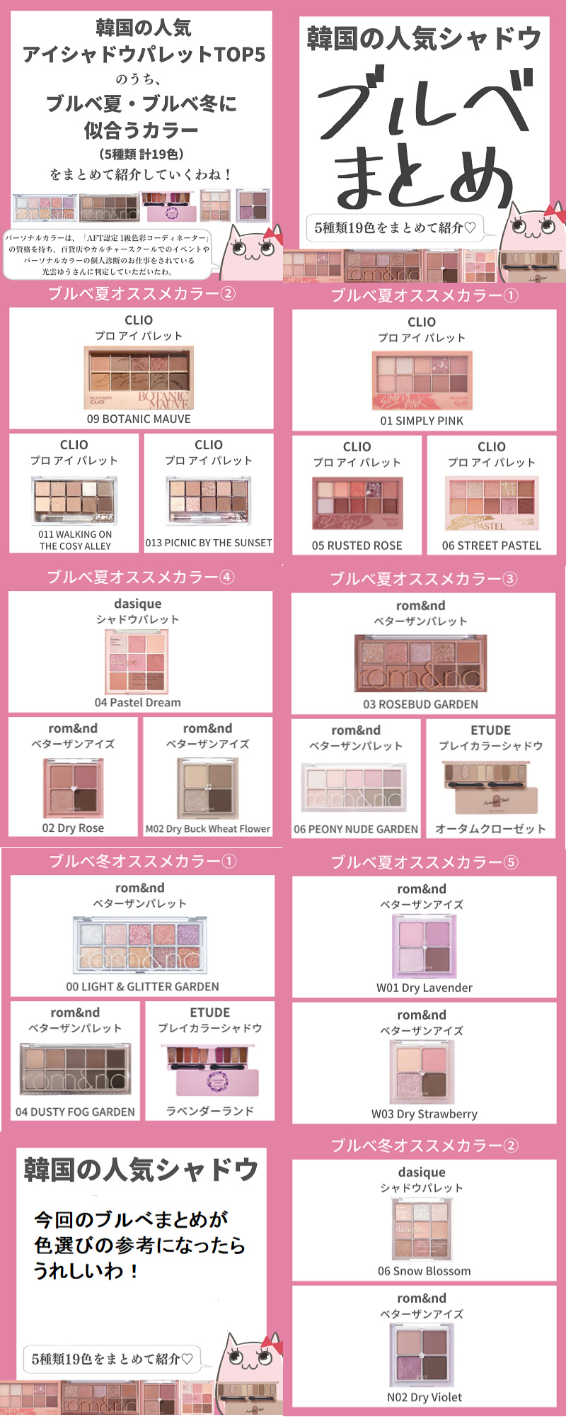 Twitter 上的 キュル美 韓国コスメ デパコスのセール情報配信中 人気韓国アイシャドウtop5ブルベ夏 ブルベ冬にオススメのカラーまとめ 今回は人気韓国アイシャドウtop5のブルベ夏 ブルベ冬に似合うカラー 5種類計19色 を紹介していくわ 韓国コスメ大好き