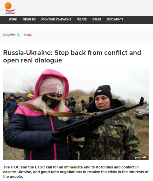 .<a href="/ituc/">ITUC</a> and <a href="/etuc_ces/">EUROPEAN TRADE UNIONS</a> #call for "an immediate end to #hostilities and #conflict in eastern #Ukraine, and good-faith #negotiations to resolve the crisis in the interests of the #people" - ituc-csi.org/russia-ukraine…