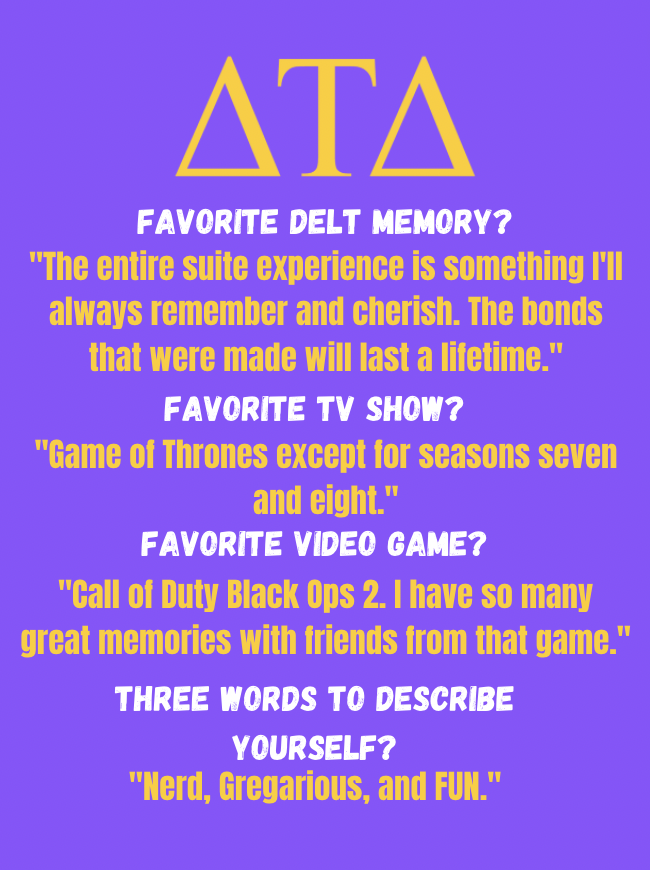 RMU_Delts's tweet image. Meet our Delta Tau Delta Zeta Mu Director of Finance!!!