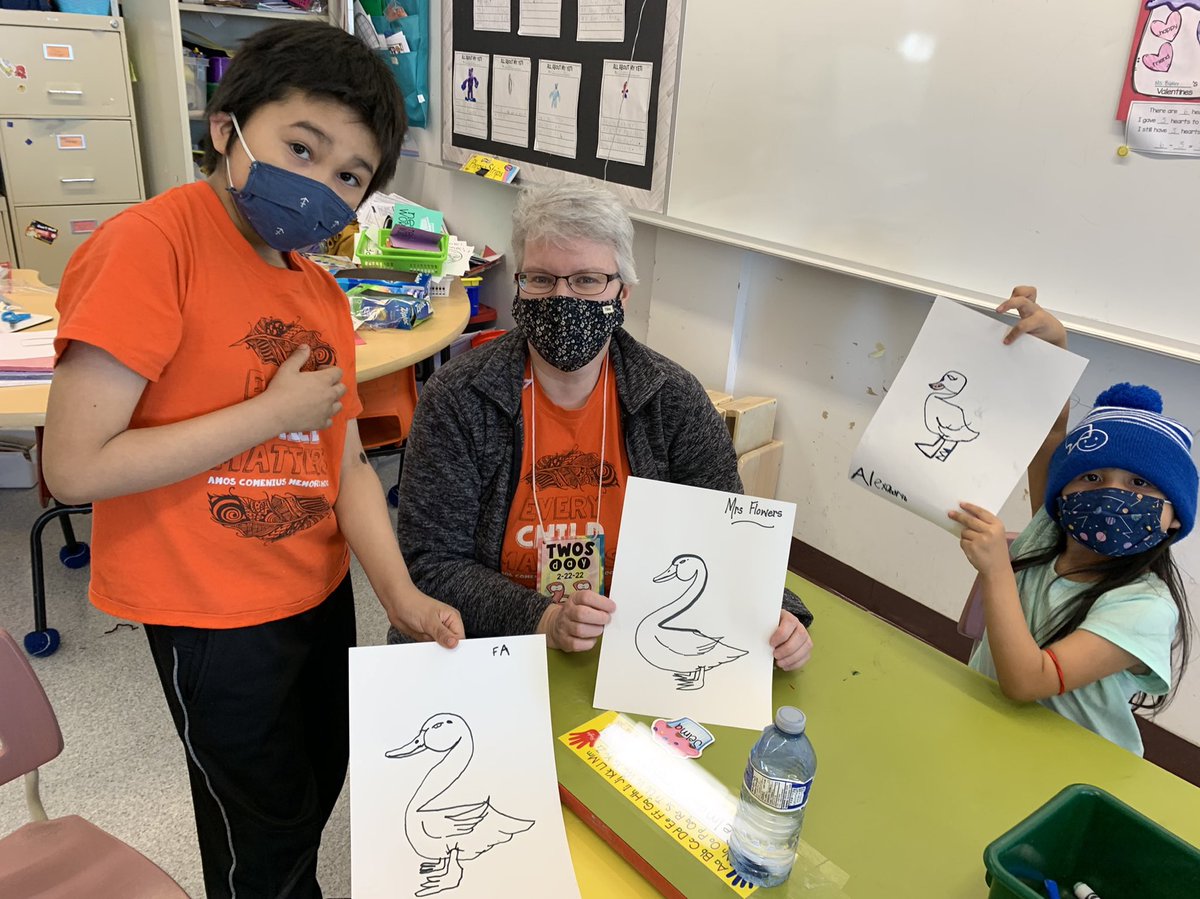 It’s Twos Day! Can you believe that our goose drawing started off as the number 2? We missed some activities this morning and will continue with some numeracy, literacy and physical activities to celebrate the number 2 tomorrow. ⁦<a href="/acms_nanuit/">ACMS Nanuit</a>⁩