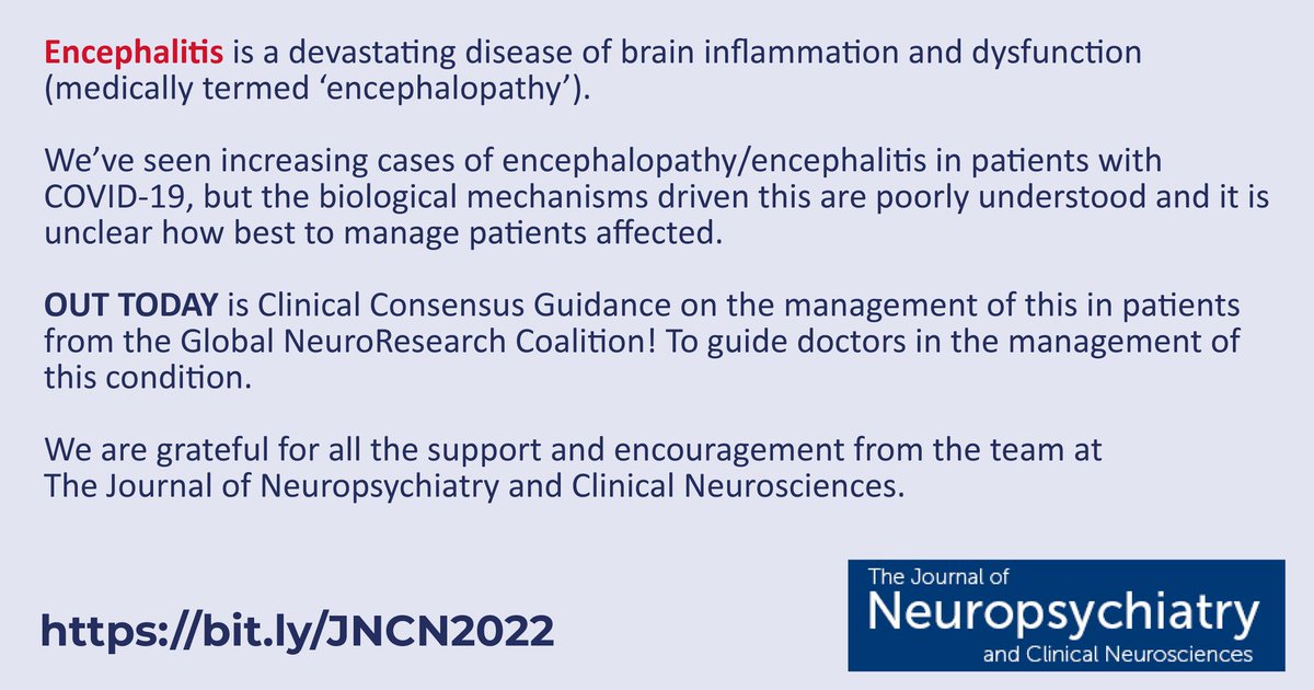 encephalitis's tweet photo. Important new #encephalitis research has been published for #WorldEncephalitisDay.

Consensus clinical guidance for diagnosis and management of adult #COVID19 encephalopathy patients - is aimed at helping doctors to manage the condition.

Open access 👉 https://t.co/F2eDMGbuSe https://t.co/GHWpOTCcFL