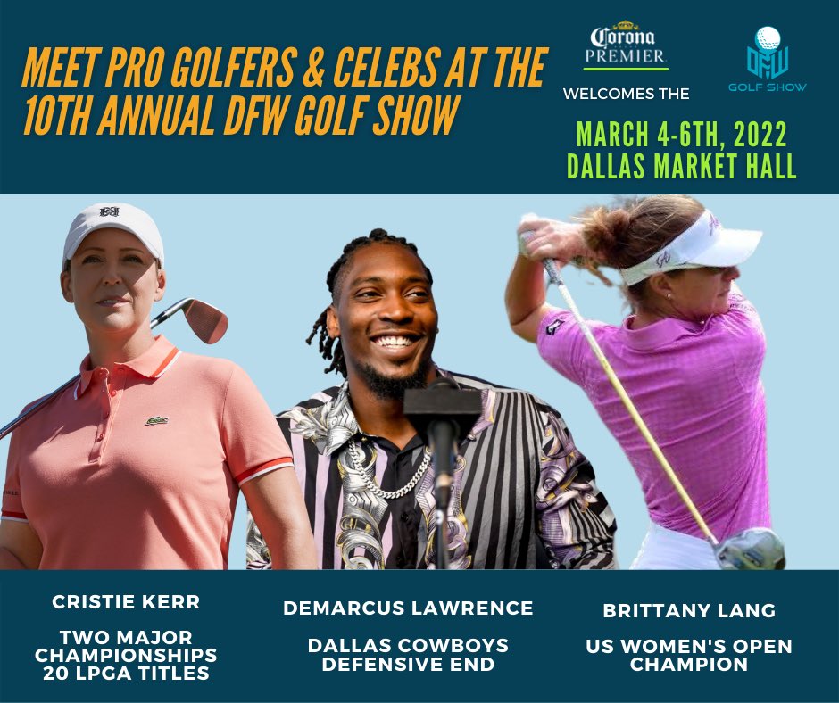 It will be a star-packed weekend featuring pro golfers <a href="/CKGolferChic/">Cristie Kerr</a> and <a href="/blanggolf/">Brittany Lang</a> plus Dallas Cowboys Defensive End <a href="/TankLawrence/">DeMarcus Lawrence</a>. So come ready to shop, play games, win prizes and meet celebs at the DFW Golf Show!