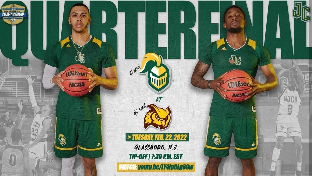 GAMEDAY! The NJCU Gothic Knights travel down the Turnpike to face the Rowan Profs at 730 pm in the quarterfinals of the NJAC Tournament! Follow this link to watch the game:
 
youtu.be/LY4IpDLg69w

Our guys Kayton Darley @snipa_kay and Denzel Banks @fundz_ybm are ready! #njcu