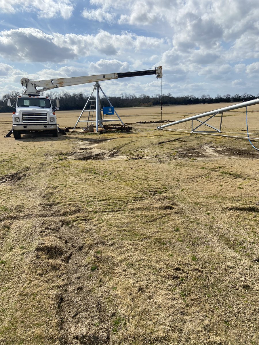 Brand new center pivot system being installed on our largest 419 Bermuda field today. 6 spans covering 106 acres.