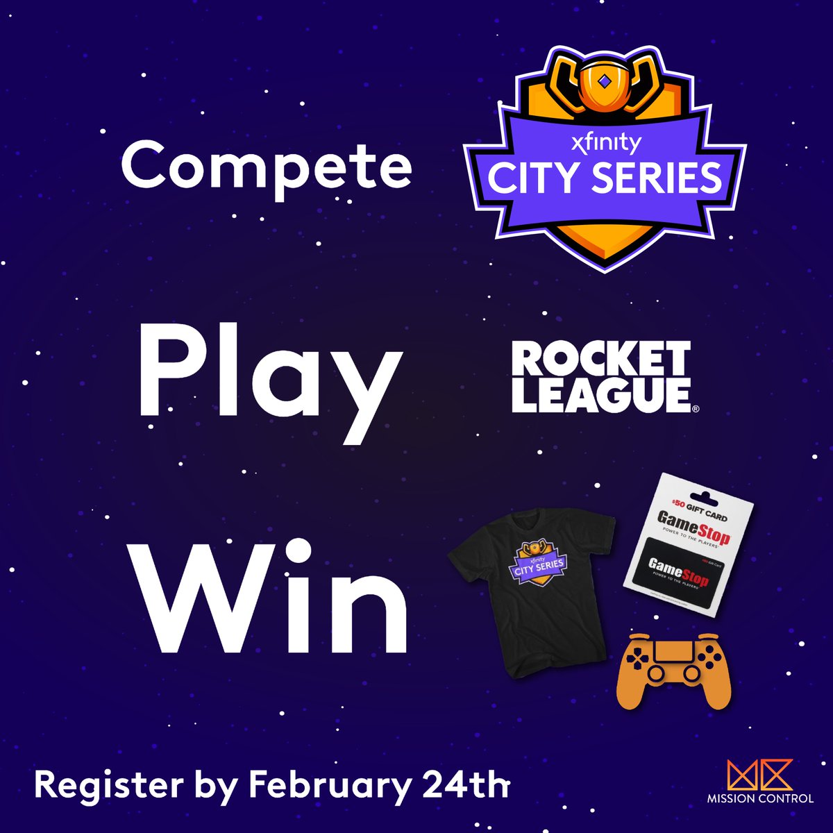Thursday is the last day to sign up for our @rocketleague @xfinity City Series Rec League!

Register to compete for a chance to win a next gen console in Baltimore, Boston, D.C., Philadelphia, Pittsburgh: bit.ly/3h5ViP5
