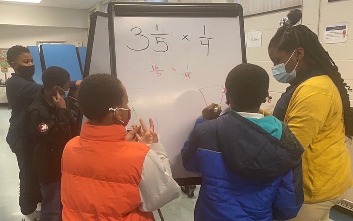 MrsKeziahFinney's tweet photo. It was a math challenge day! The competition was intense! The students did a great job working as a team. Let’s go! #lyricalmath #popupmathclass #math https://t.co/82ulRjanZP