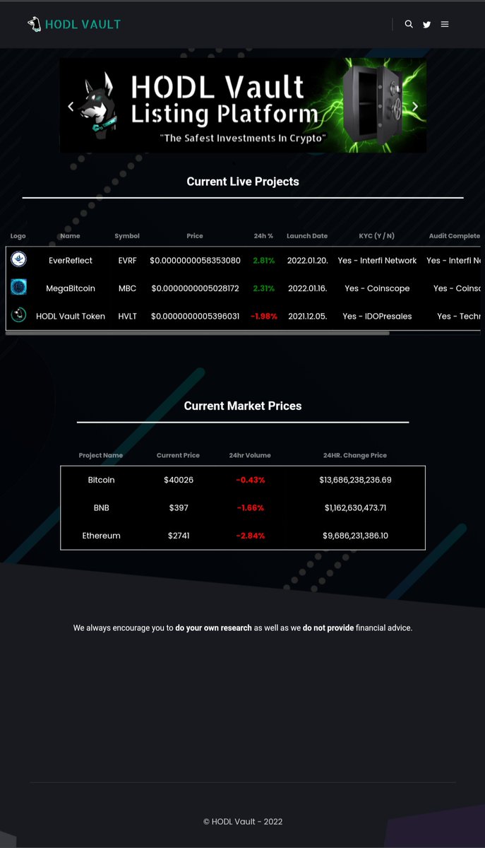 Djaavila95's tweet photo. @ferigle @HODLVaultToken  just released our new listing platform !! Come check it out https://t.co/GyowBIxeWA https://t.co/YVZTi87Pnd