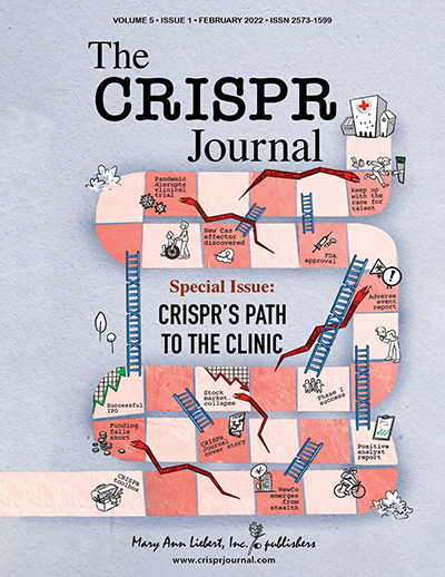 We've just published our first issue in our 5th year (can you believe it?)!
It features a special collection of articles on "CRISPR's Path to the Clinic" -- and a fab cover as always by <a href="/monooyee/">Yee Mon Oo</a> 
liebertpub.com/toc/crispr/5/1…