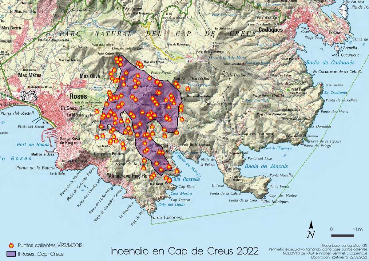 eforestal's tweet photo. 🔥Perímetro especulativo del #IFRoses
Estaríamos frente al 2º GIF de 2022
Podría haber afectado en torno a 500 ha https://t.co/RcLCRFlg6K
